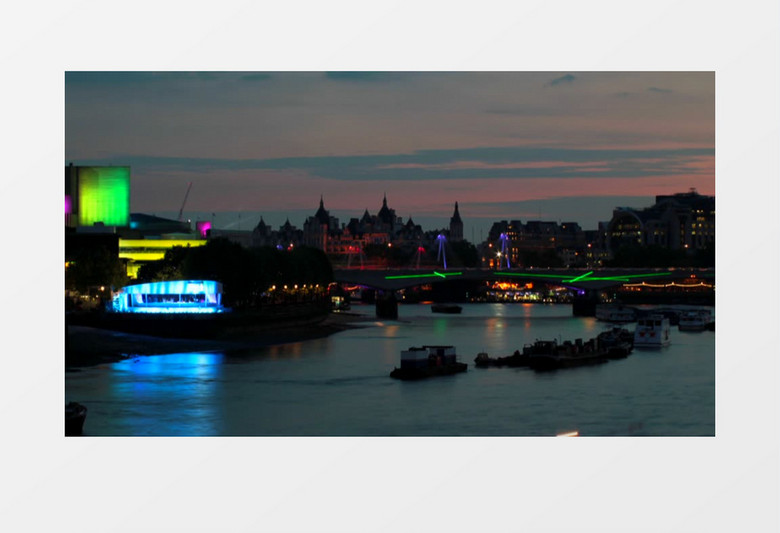 伦敦泰晤士河夜景实拍视频素材