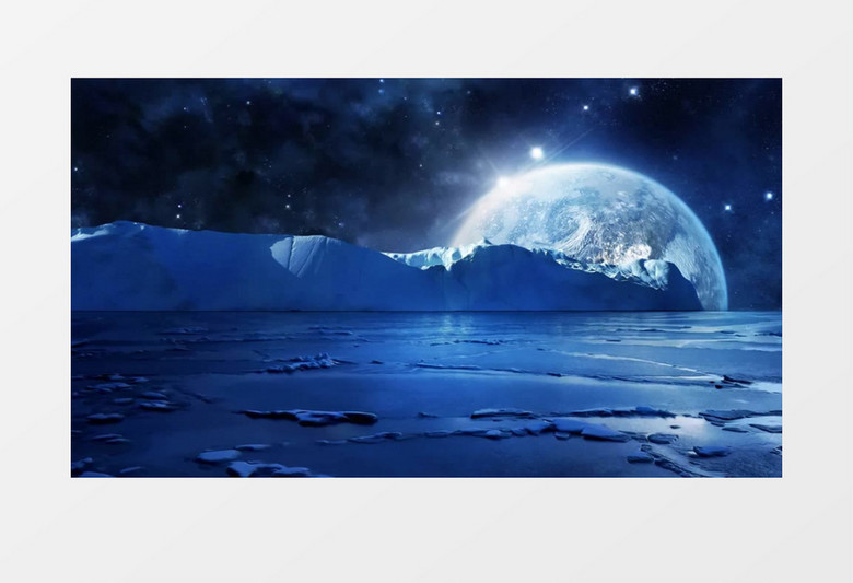 北极冰山月亮背景视频素材