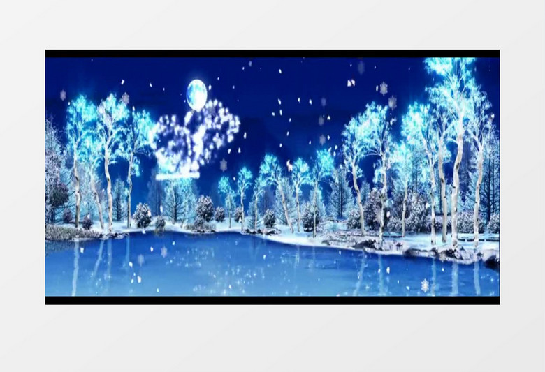 雪花松树水晶蝴蝶背景视频素材
