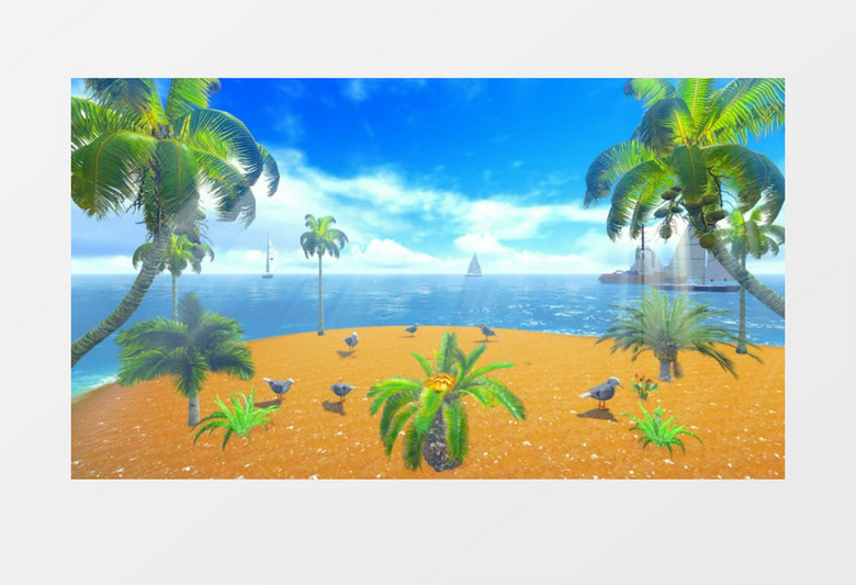 大海椰树船背景视频素材
