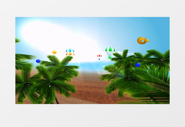 海滩椰树热气球背景视频素材