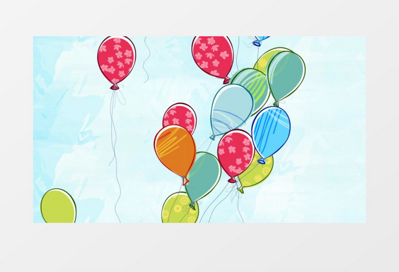 卡通可爱彩色气球飘动背景视频素材