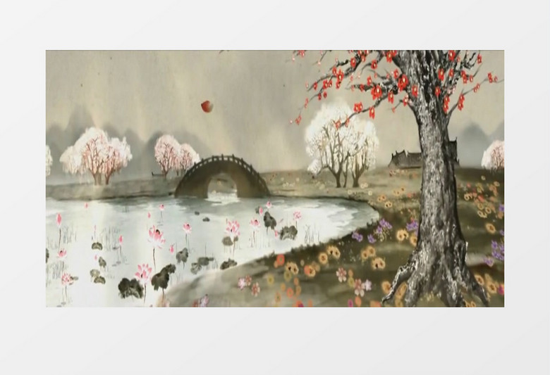 中国风古典水墨山水视频素材