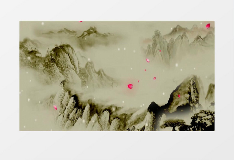中国风大气磅礴水墨山水风景视频素材
