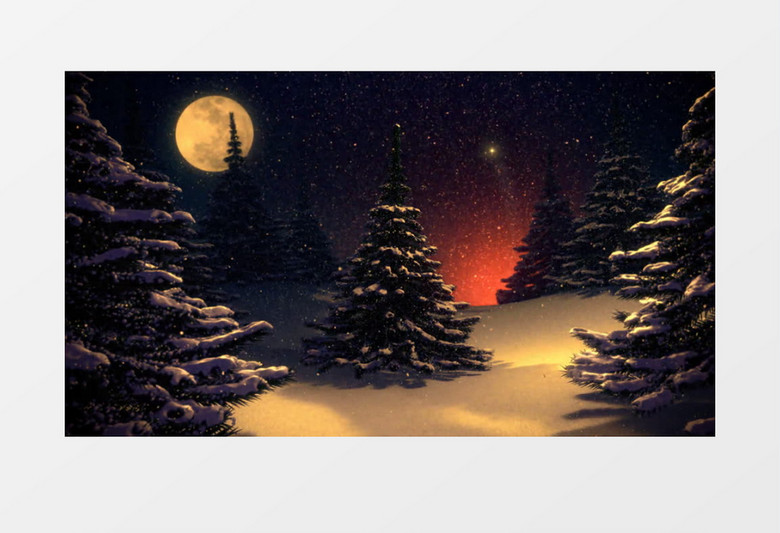 月亮下唯美闪亮梦幻的圣诞树