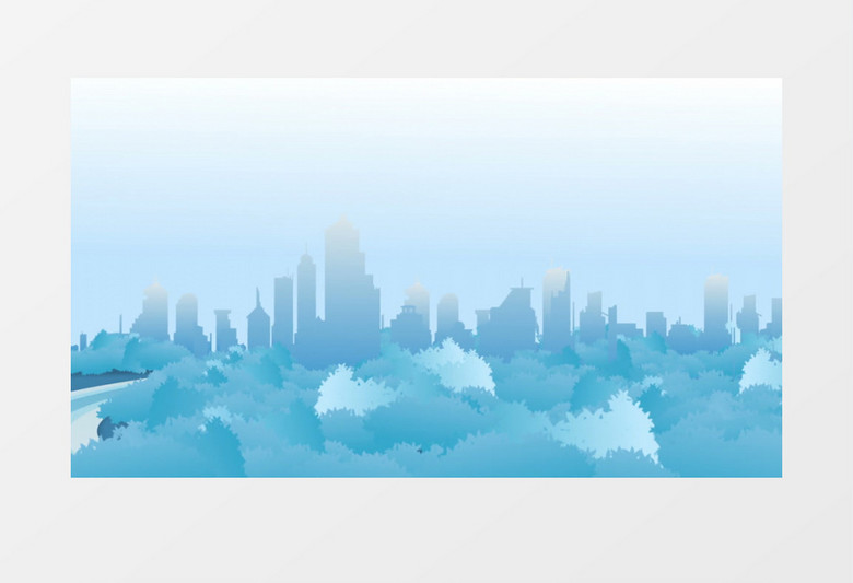 动画卡通剪影城市高楼风光mov背景素材