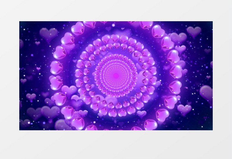  旋转紫色心形花开效果背景视频素材