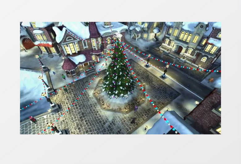 温馨浪漫美丽的圣诞小城背景视频