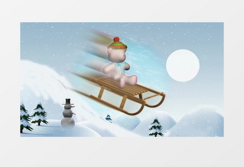 儿童卡通雪天背景视频素材