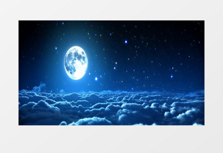云层月亮星空唯美背景视频