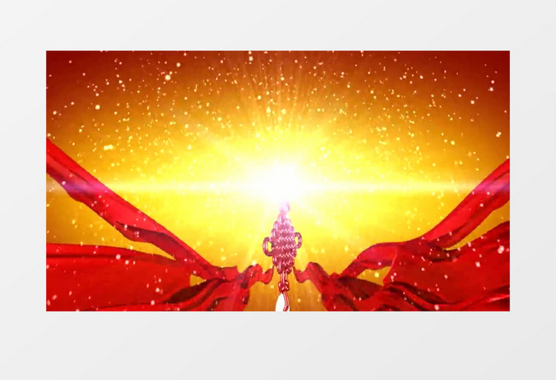 动画动态红绸中国结星光闪烁背景视频素材