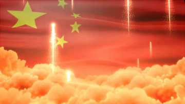 动画动态五星红旗飘扬烟花粒子闪烁背景视频素材