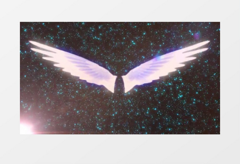 动画动态蓝色粒子闪烁飞翔的翅膀有音乐背景视频素材