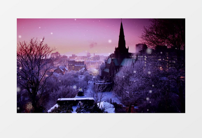 梦幻城市雪景背景视频  