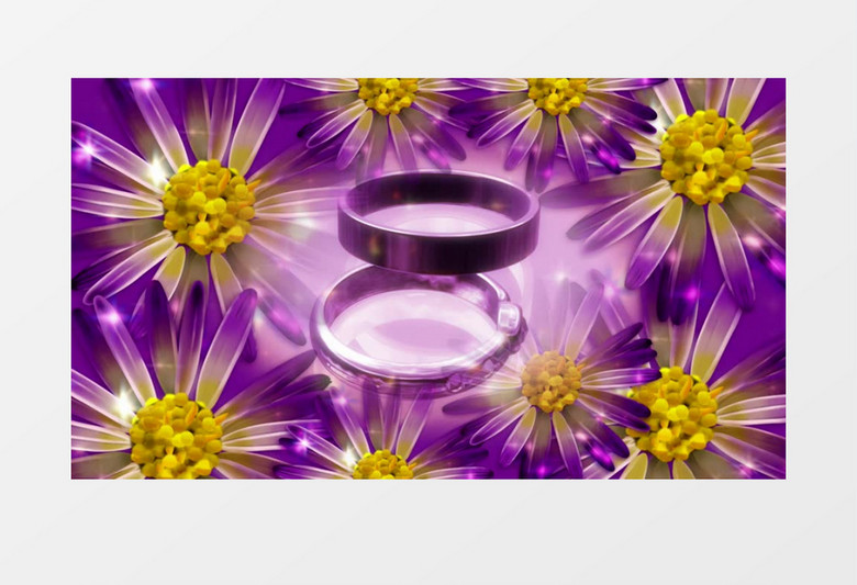 紫色花朵包裹的金色对戒视频素材