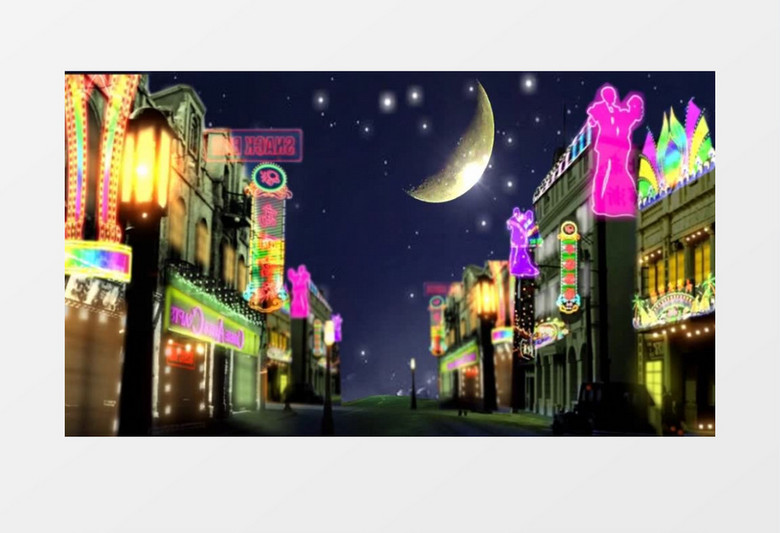 夜上海霓虹灯舞台背景视频