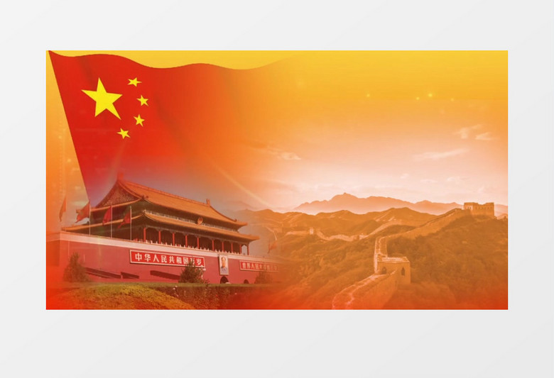 动画动态八一建军节天安门华表国旗红绸背景视频素材