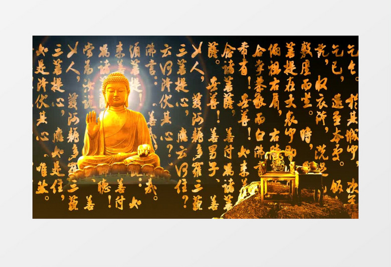 中国风文字类金刚经佛像背景视频素材