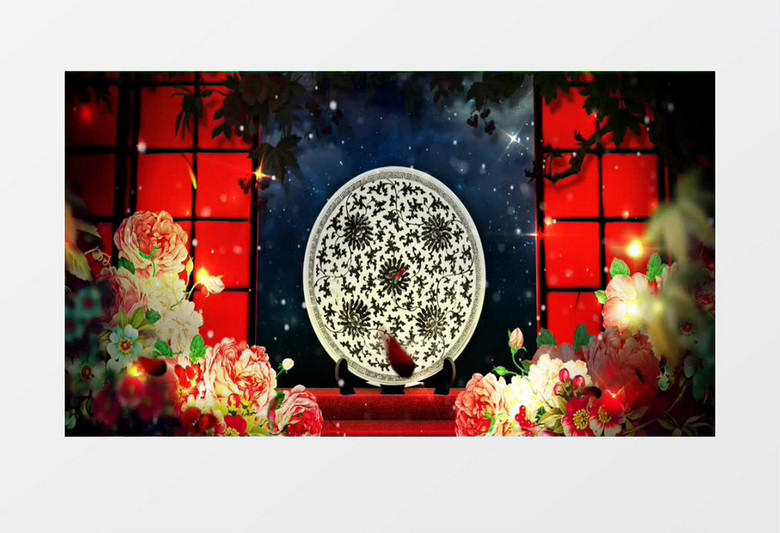 中式浪漫唯美的喜堂背景视频素材