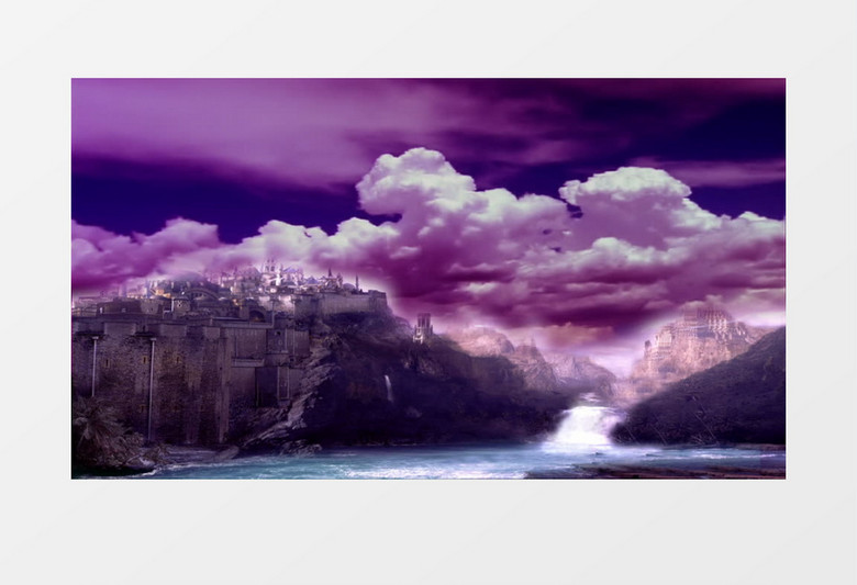 唯美大气的城堡紫色烟云背景视频素材