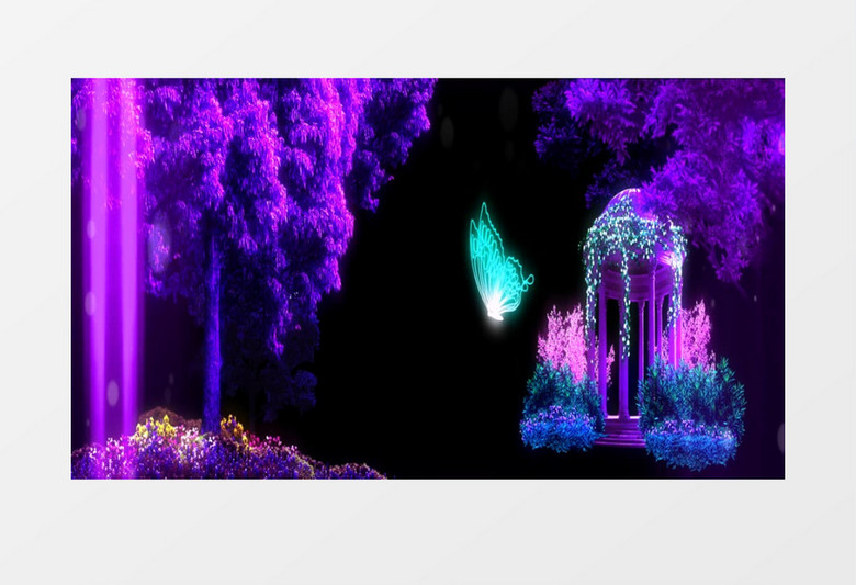 唯美紫色梦幻森林蝴蝶背景视频素材