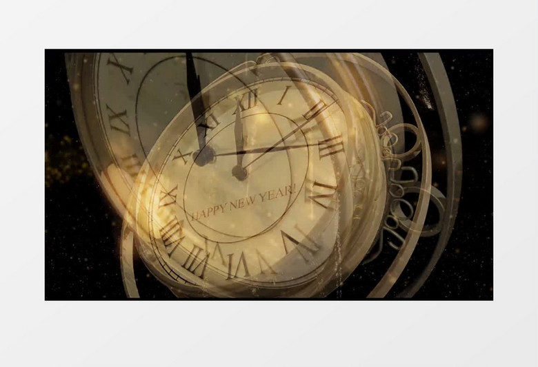 奢华金色时钟1分钟新年倒计时视频素材