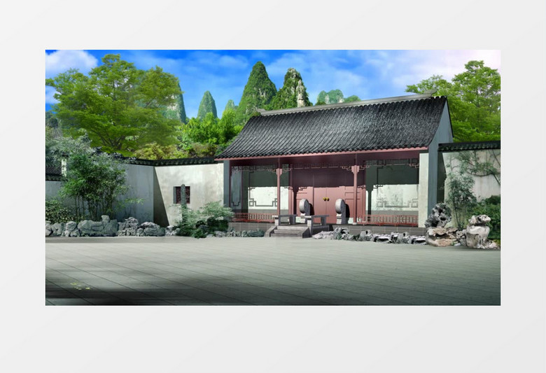动画动态古代建筑背景视频素材