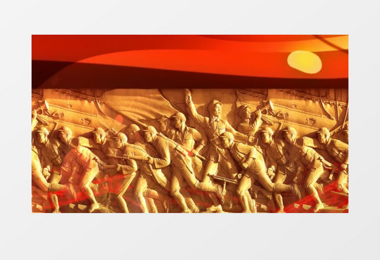 动画动态红军长征壁画雕塑背景视频素材