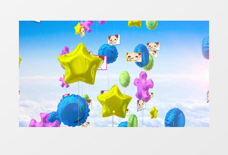多彩气球儿童生日动画AE视频模板