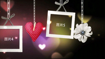 浪漫情人节儿童吊挂卡通相册AE视频模板
