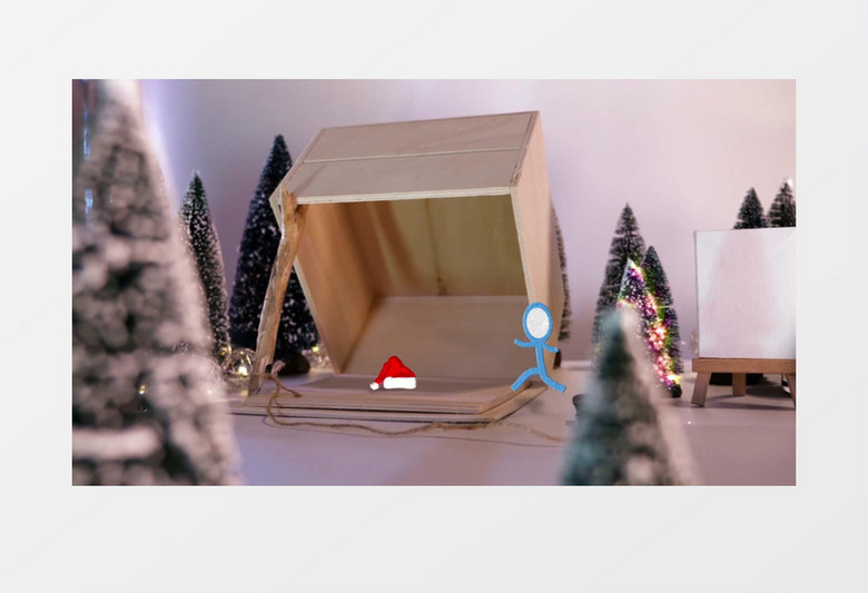 魔法圣诞节捕获卡通火柴人视频设计开场AE视频