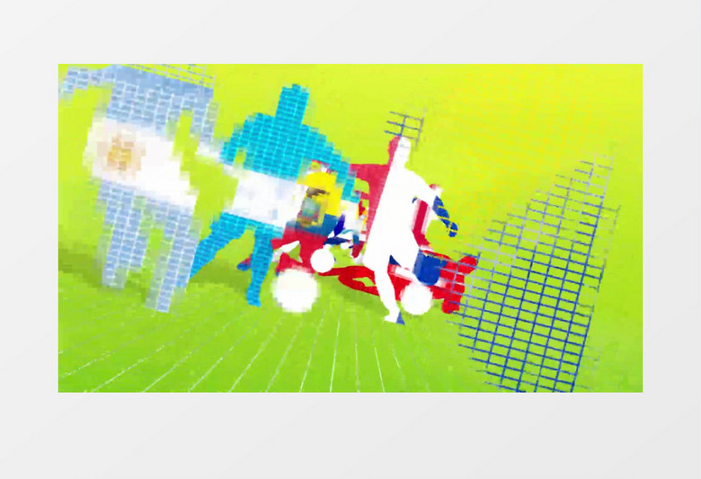 格子马赛克体育运动足球踢球延时动画视频
