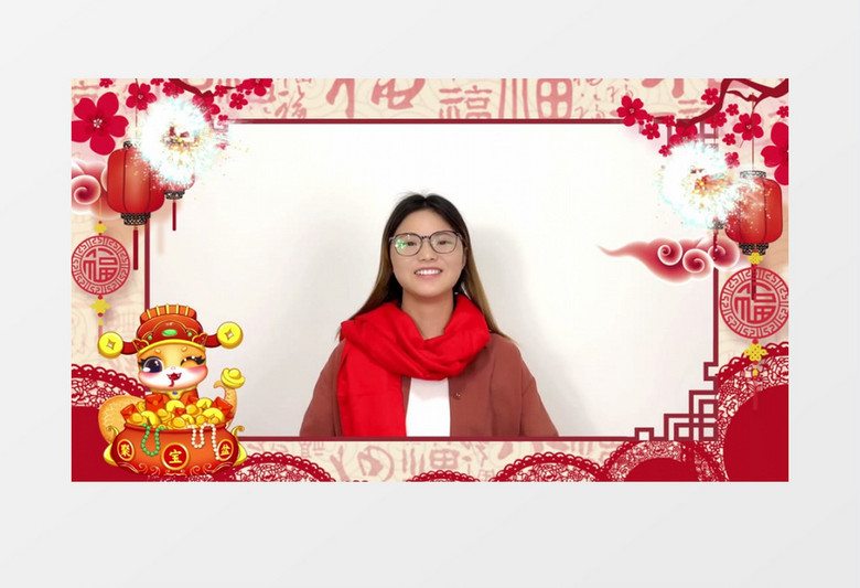 喜慶中國(guó)風(fēng)新年春節(jié)拜年祝福視頻ae片頭模板