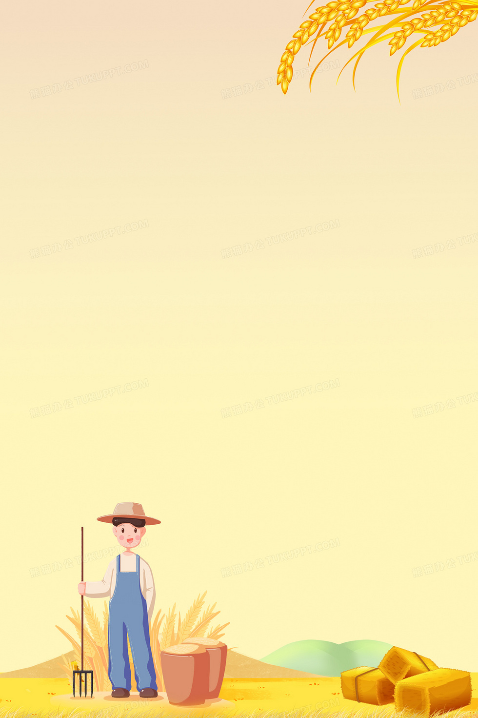 收藏 本作品内容为手绘卡通稻田农作物丰收背景, 格式为 psd,大小31
