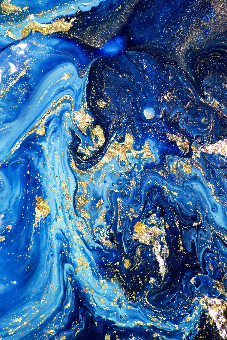 蓝色星空鎏金轻奢背景