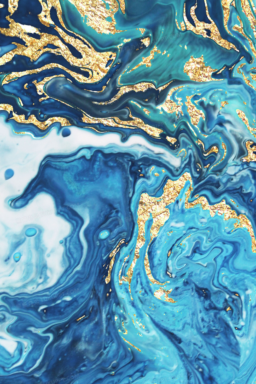 蓝色大气鎏金纹理轻奢背景