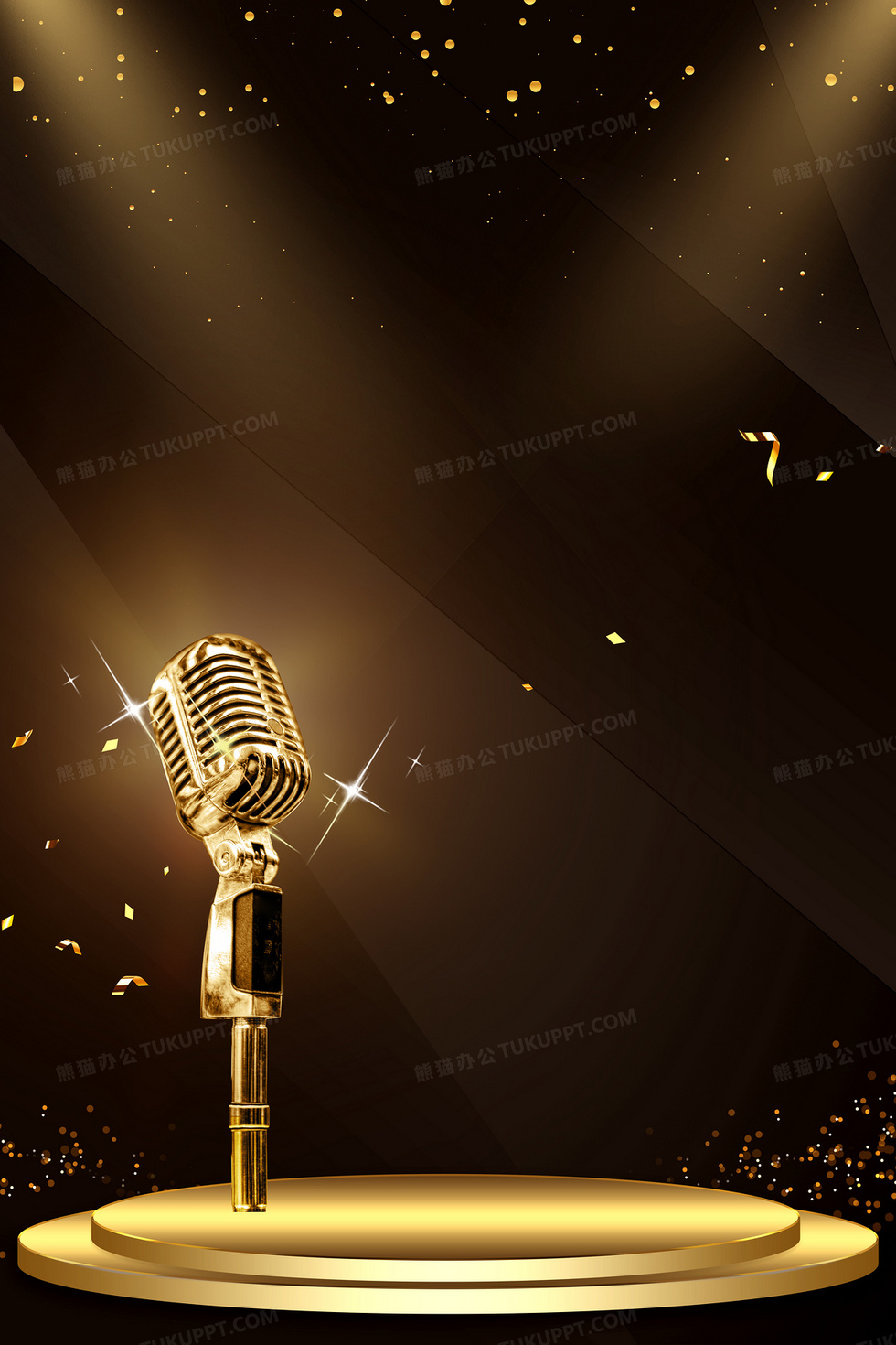 主持人大赛金话筒演讲黑金背景背景图片素材免费下载_熊猫办公