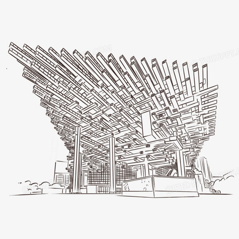 收藏 本作品全称为《简约手绘重庆国泰艺术中心线稿元素》,使用