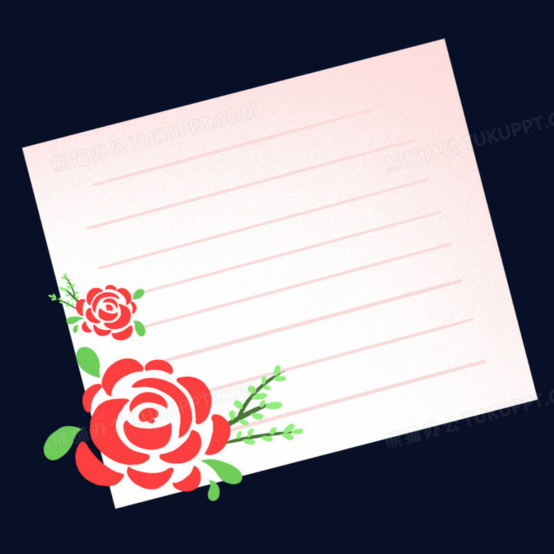 手绘卡通情人节玫瑰情书元素