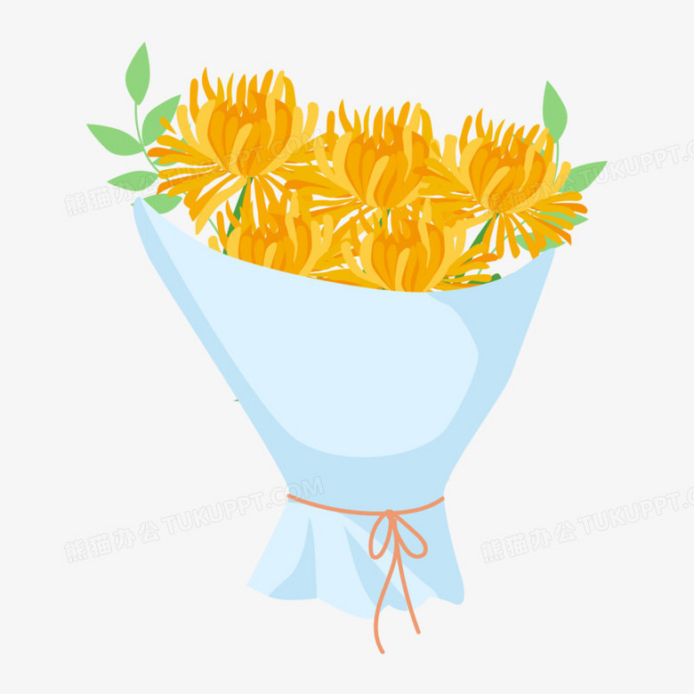 卡通手绘一束菊花免抠元素