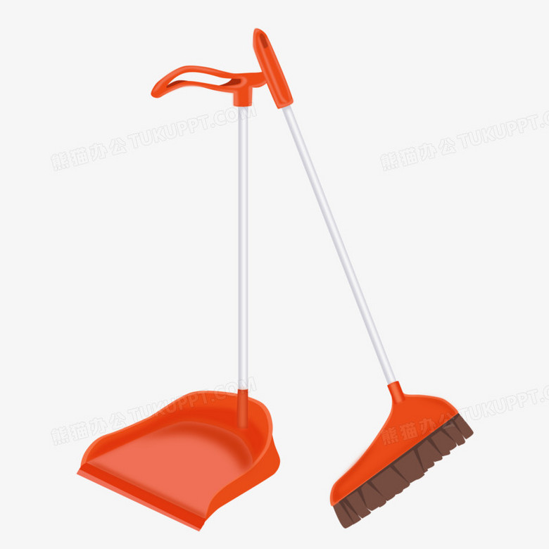 卡通手绘矢量扫帚和簸箕免抠元素