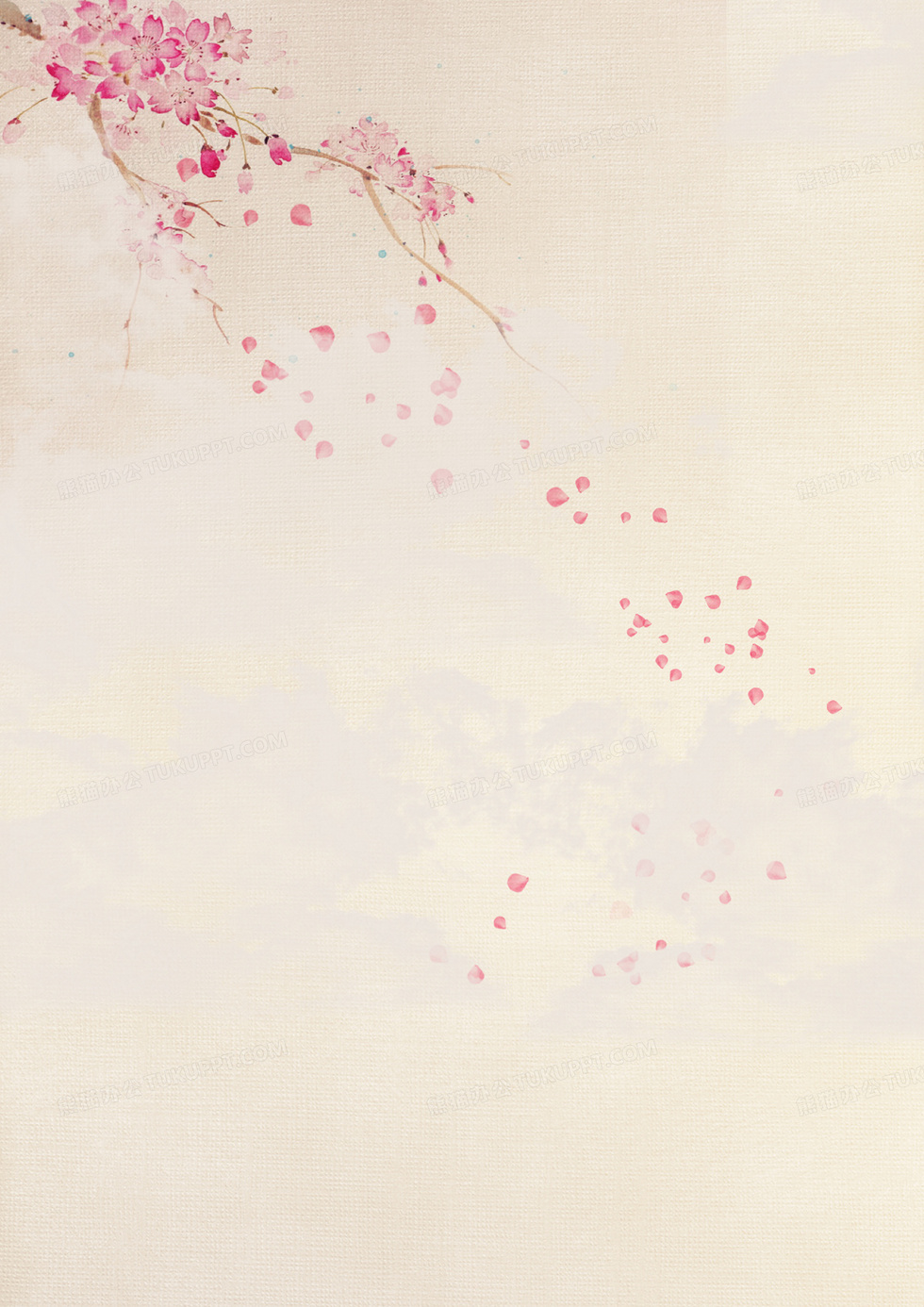 米色中国风水墨花瓣背景背景图片素材免费下载_花瓣背景_3500*4951