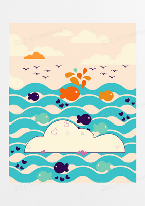 海洋卡通背景图片素材 高清海洋卡通背景图片设计下载 熊猫办公