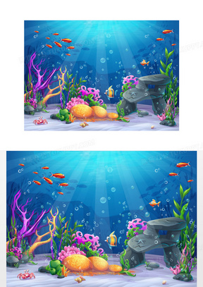 卡通海底世界背景背景图片素材免费下载 熊猫办公