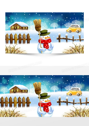 冬天雪景雪人背景背景图片素材免费下载_熊猫办公