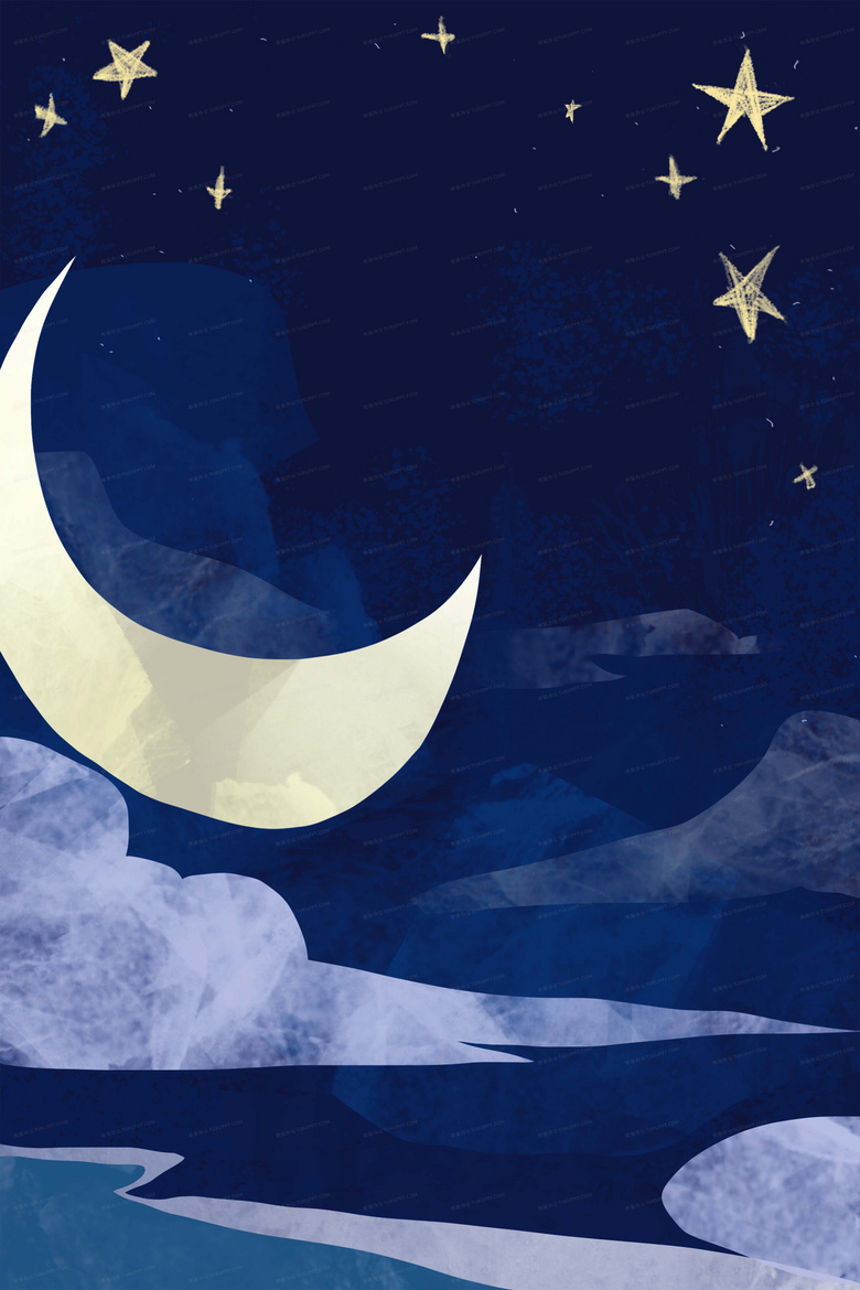 月亮星空夜晚卡通插画背景背景图片素材免费下载 星空背景 4724 7085像素 熊猫办公