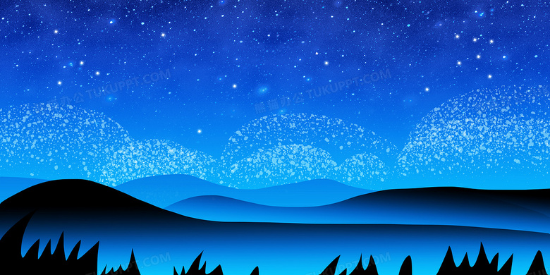 宁静优雅的手绘卡通夜晚星空背景背景图片素材免费下载 星空背景 4724 2362像素 熊猫办公