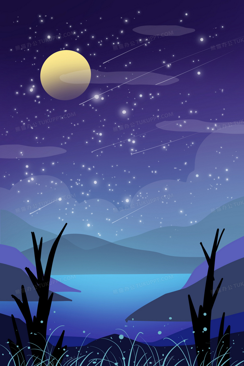 紫色蓝色唯美夜晚星空插画背景背景图片素材免费下载 星空背景 3543 5315像素 熊猫办公