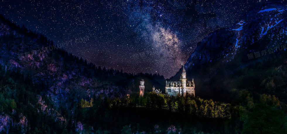 唯美星空城堡海报素材