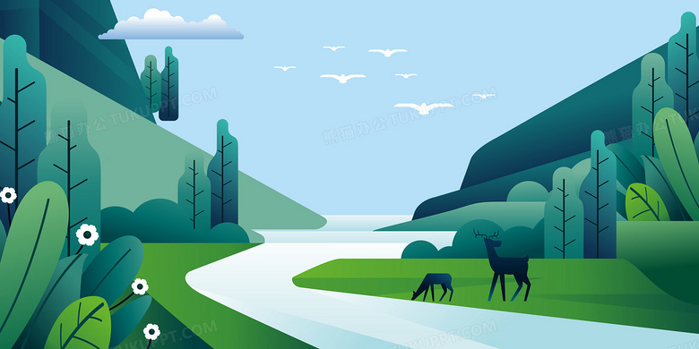 绿色大自然河道山峰卡通扁平背景背景图片素材免费下载 绿色背景 4724 2362像素 熊猫办公 绿色大自然河道山峰卡通扁平背景背景图片素材免费下载 绿色背景 4724 2362像素 熊猫办公